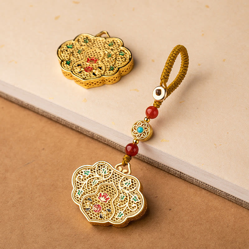 Lock of Good Wishes Fu Character Luck Blessing Key Chain