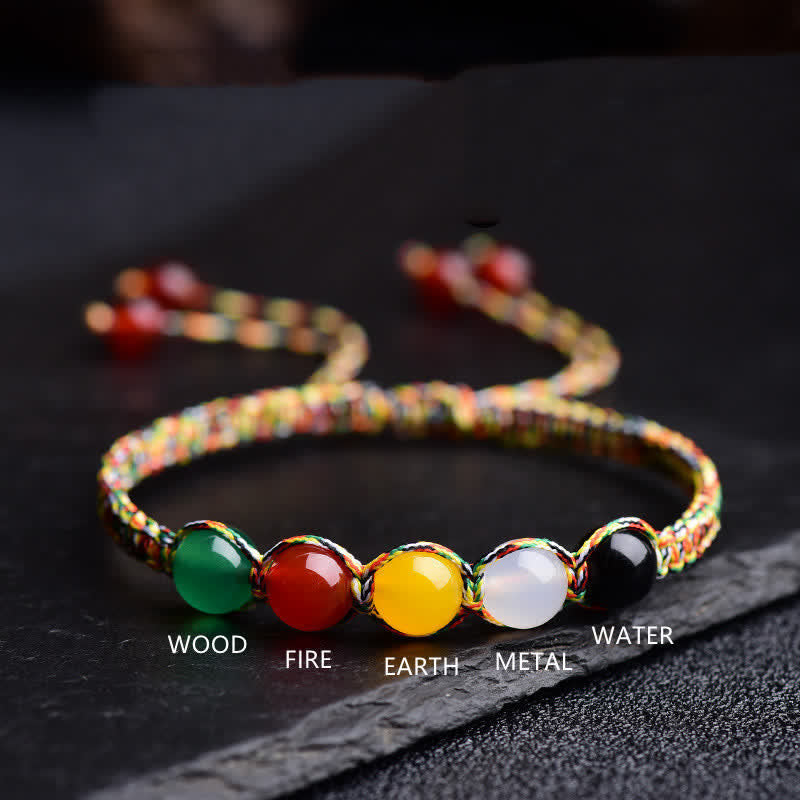 Colorful Agate Five Elements String Bracelet – Red Agate Energy Anchor