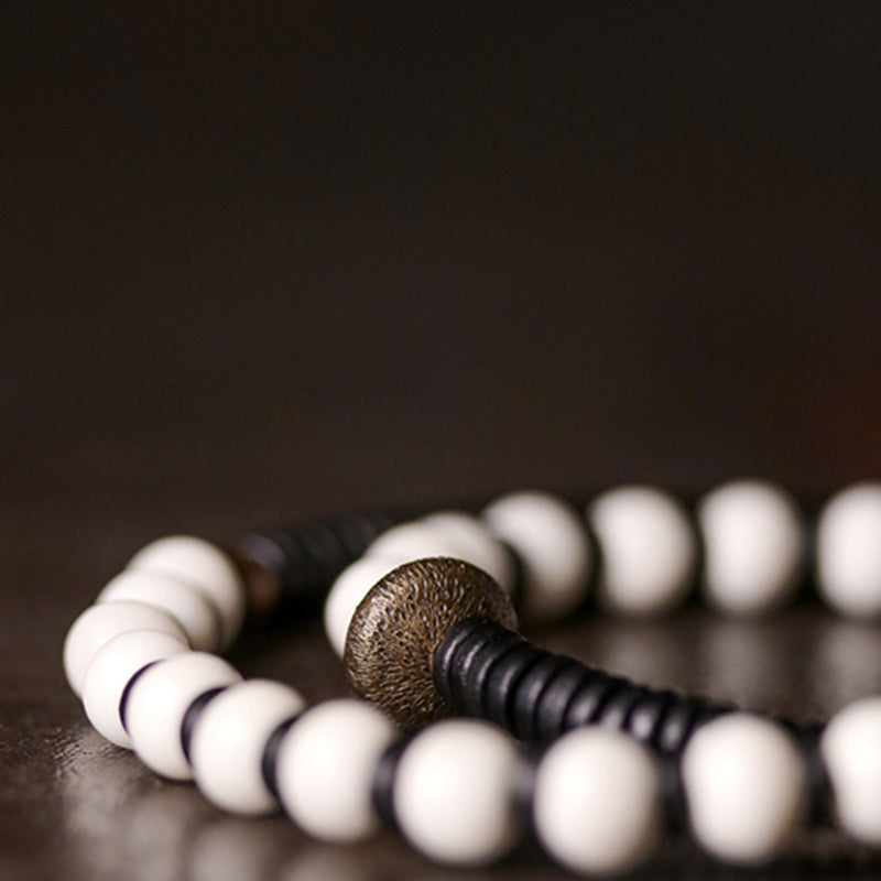 Bone Beads Ebony Wood Copper Strength Couple Bracelet
