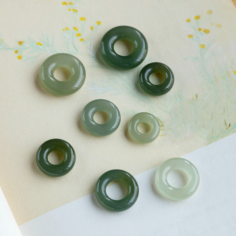 Natural Round Jade Ping An Kou 925 Sterling Silver Gold Plated Pendant Necklace