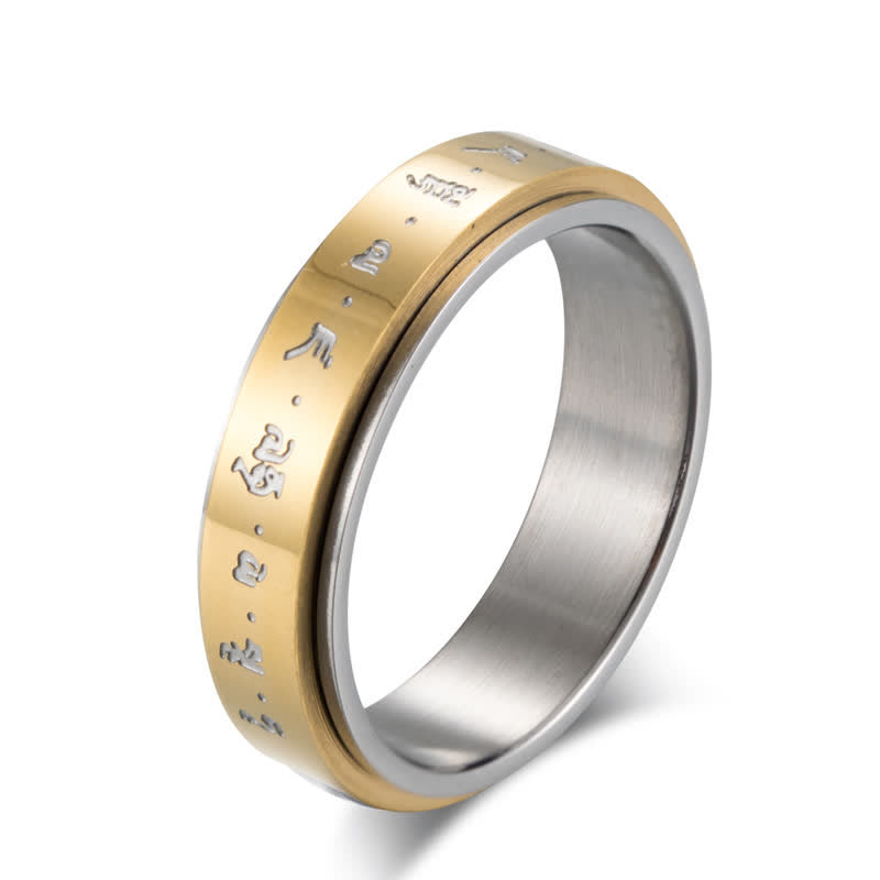 Minimalist Rotatable Mantra Titanium Steel Kinetic Balance Ring