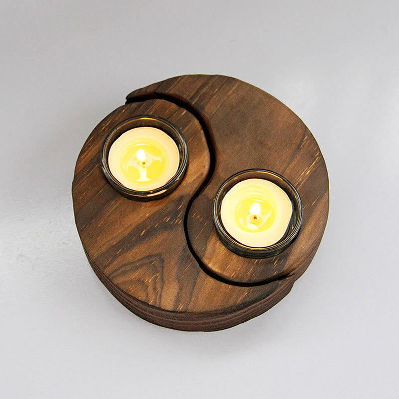 Yin Yang Wood Candle Holder Meditation Rituals Use Items (Extra 35% Off | USE CODE: FS35)