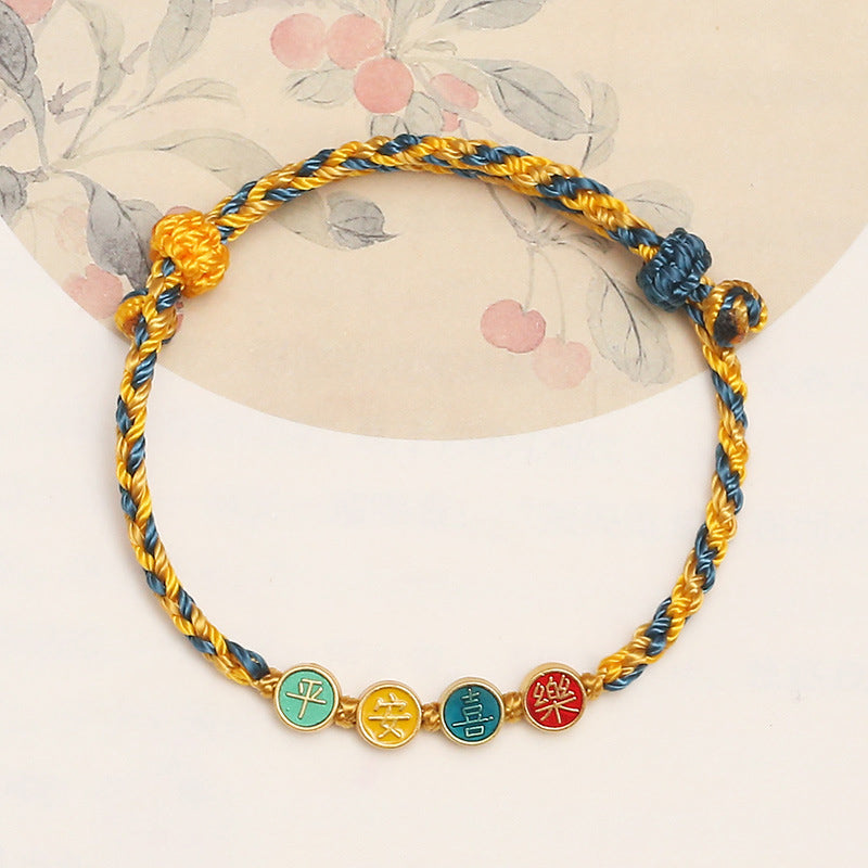 Handmade Dunhuang Art Inspired Vibrant Braided String Bracelet
