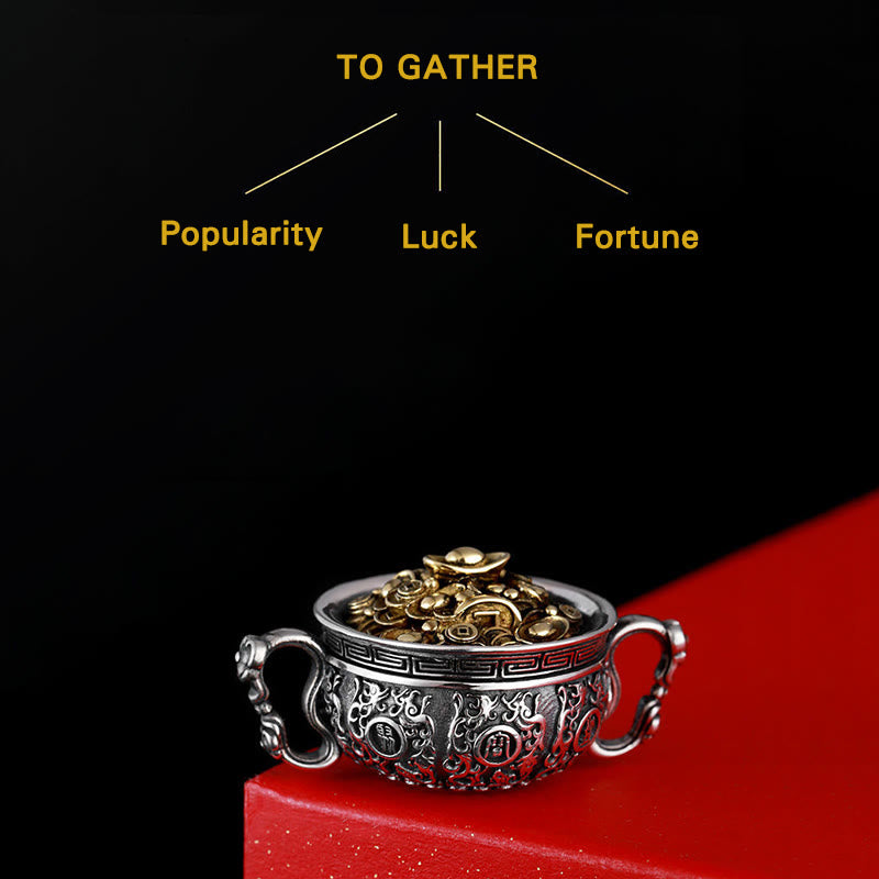 Treasure Bowl Copper Coin Ingots Wealth Necklace Pendant