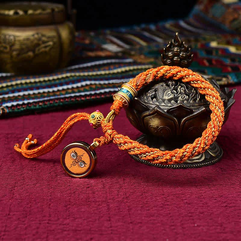 Handmade Tibetan Prayer Wheel & Endless Knot Braided Red String Bracelet