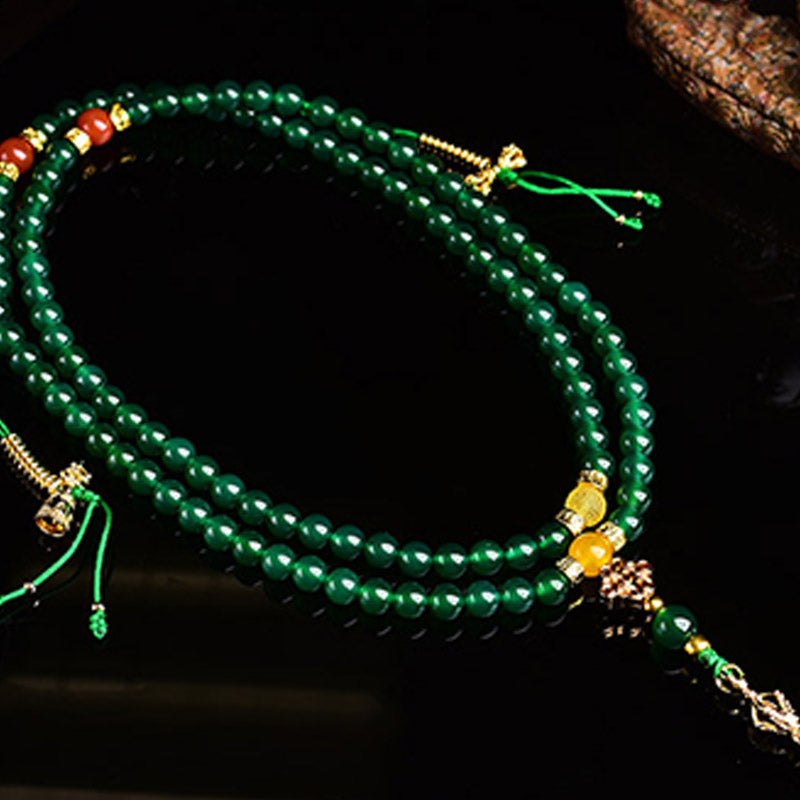 108 Beads Natural Green Agate Success Bracelet Mala