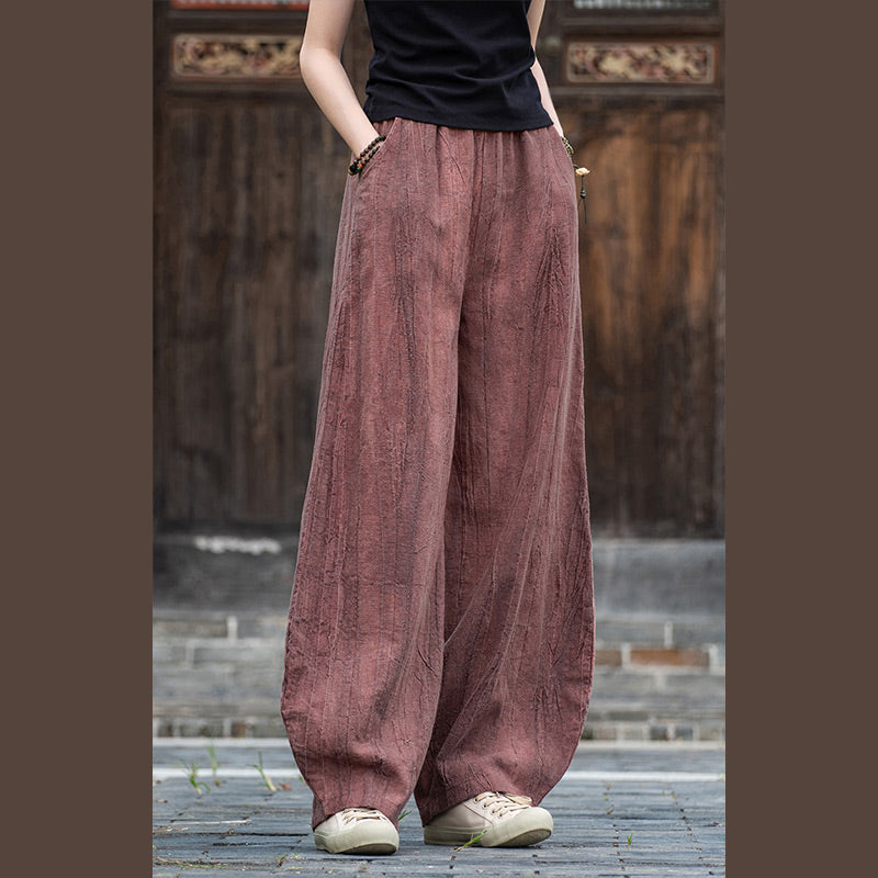 Ramie Cotton Linen Pants Tie-dye Design Trousers Loose Zen Yoga Women's Pants with Pockets