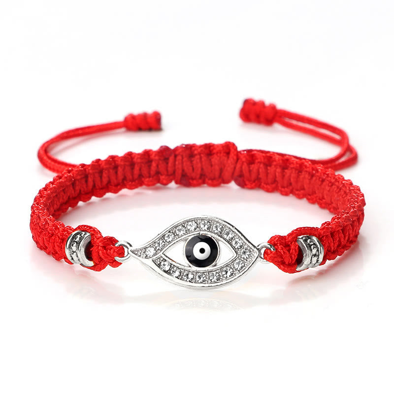 Handmade Evil Eye Red String Braided Bracelet with Gold or Silver Border