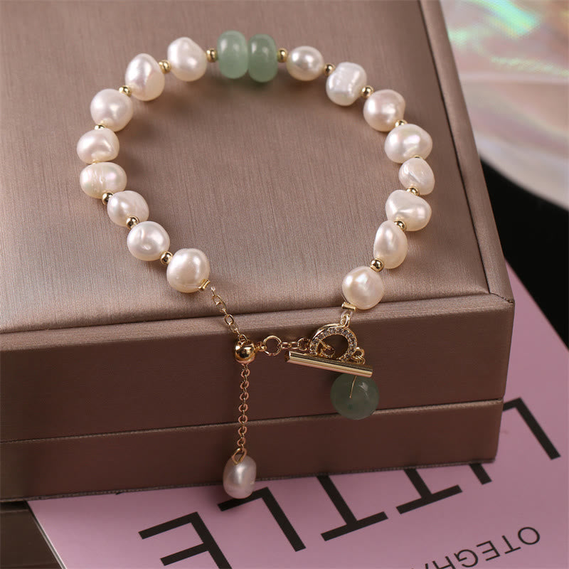 Pearl Green Strawberry Quartz Bead Healing Chain Bracelet