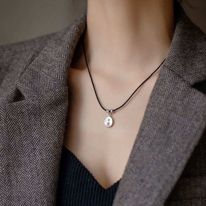 999 Sterling Silver Peace And Joy Fu Character Luck Fortune 925 Sterling Silver Chain Necklace Pendant