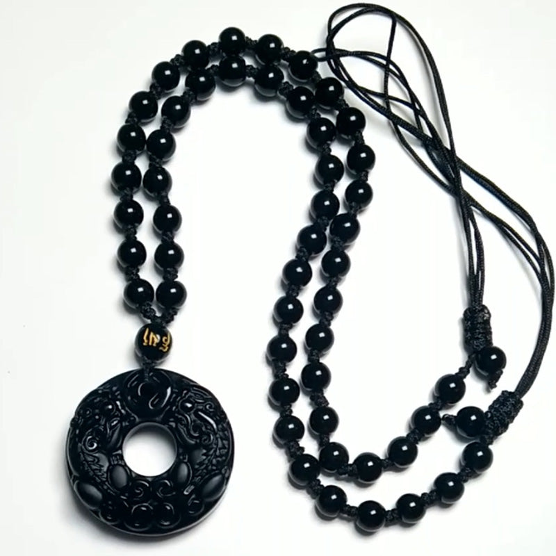 Pixiu Obsidian Wealth Pendant Necklace