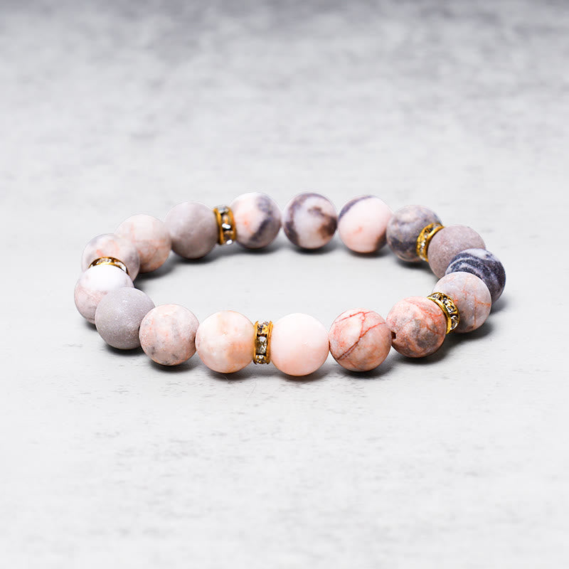 Anxiety Stress Healing Crystal Zebra Jasper Bead Bracelet
