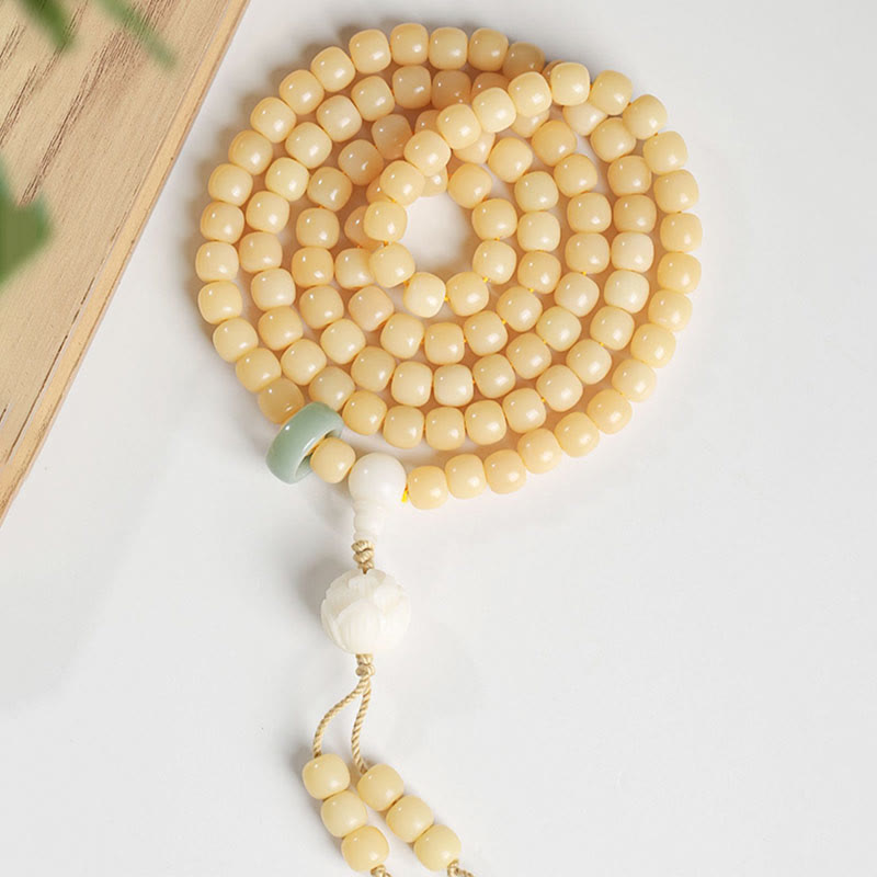 Natural Bodhi Seed Lotus Dzi Bead Peace Harmony Charm Bracelet