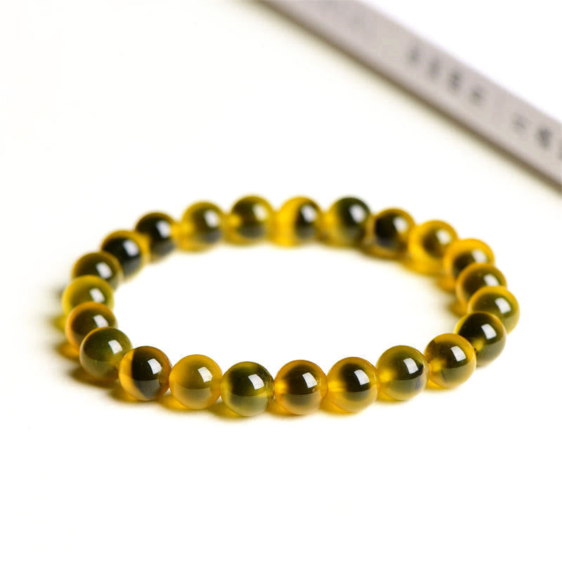 Natural Polished Candy Agate Round Bead Energy Bracelet