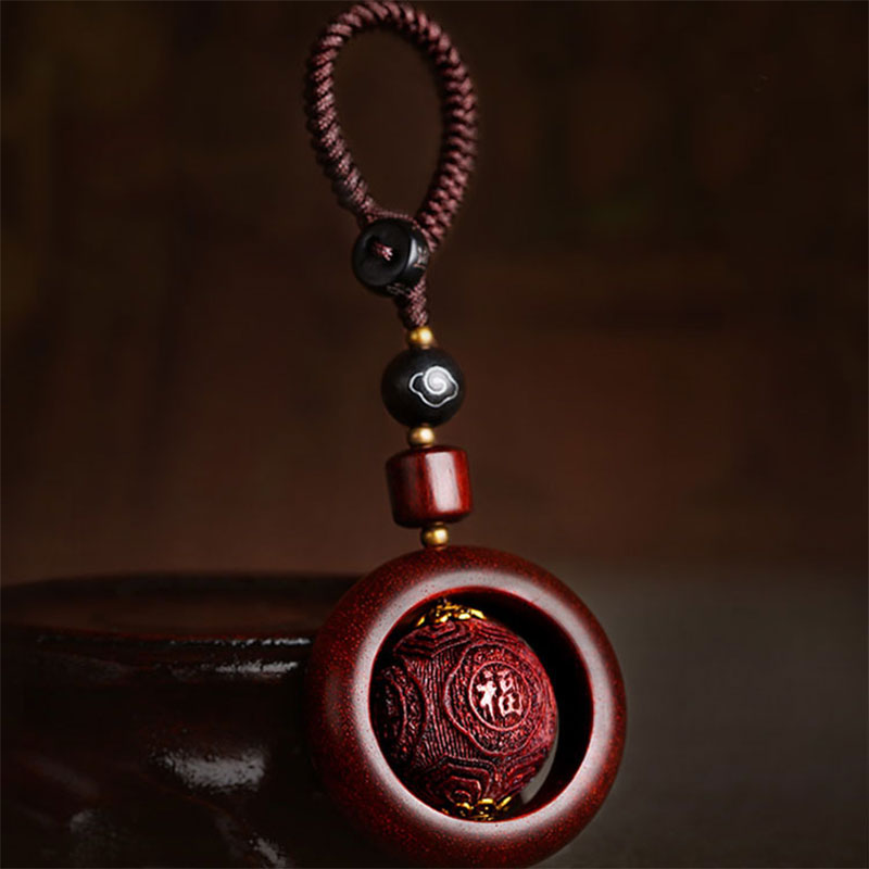 Tibetan Small Leaf Red Sandalwood Ebony Luck Protection Rotation Decoration