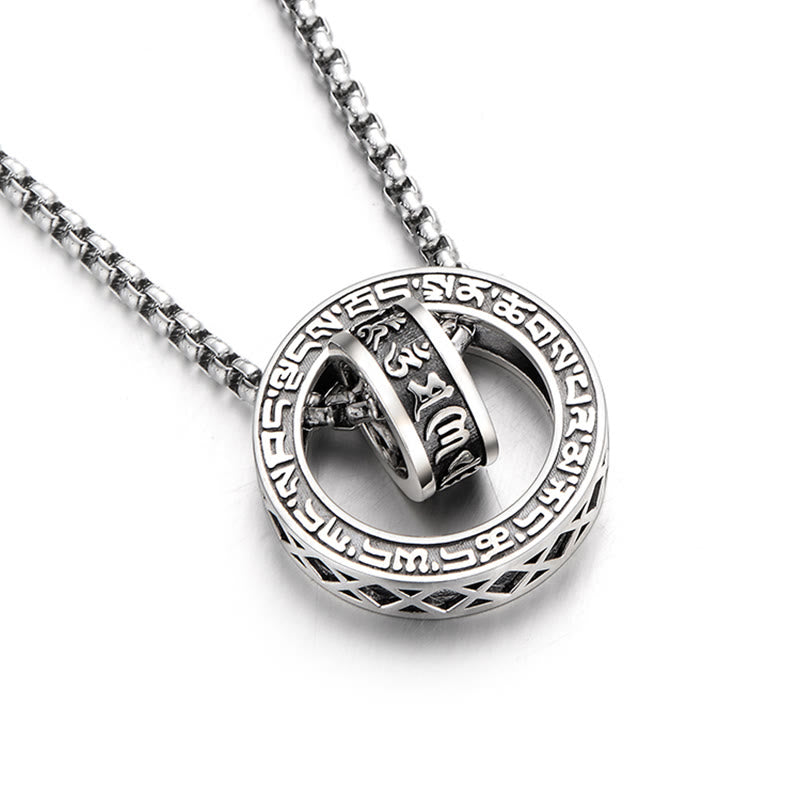 Tibetan Om Mani Padme Hum Carved Peace Purity Chain Necklace Pendant