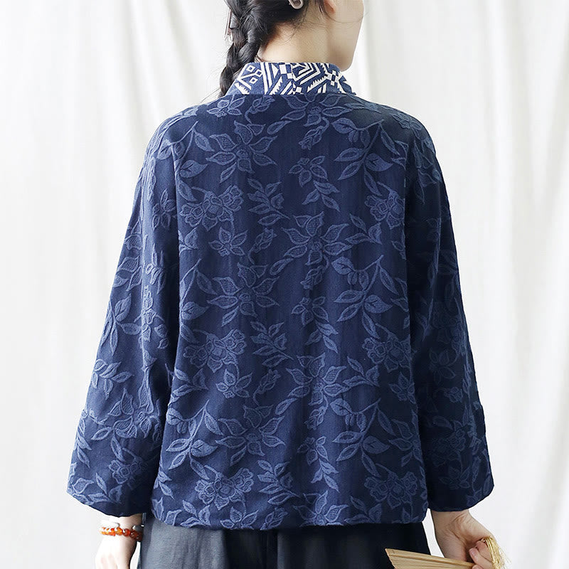 Cotton Jacquard V-Neck Mindful Meditation Jacket