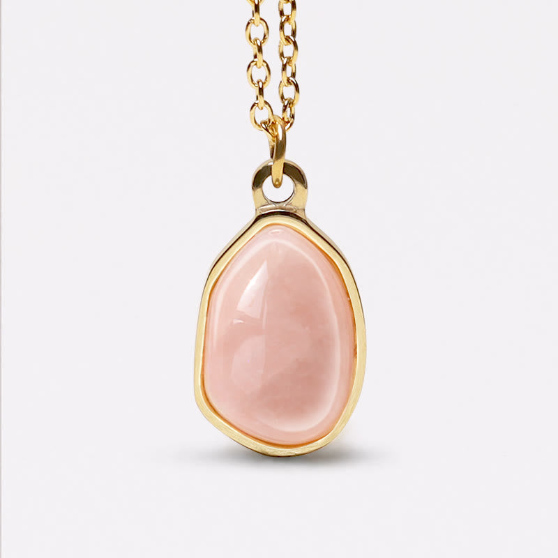 Natural Gemstone Blessing Pendant Necklace with Amethyst and Rose Quartz
