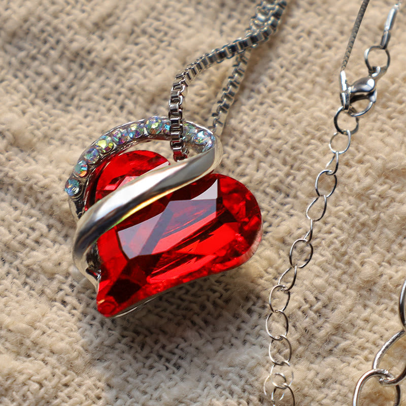 Love Heart Birthstone Healing Energy Necklace Pendant