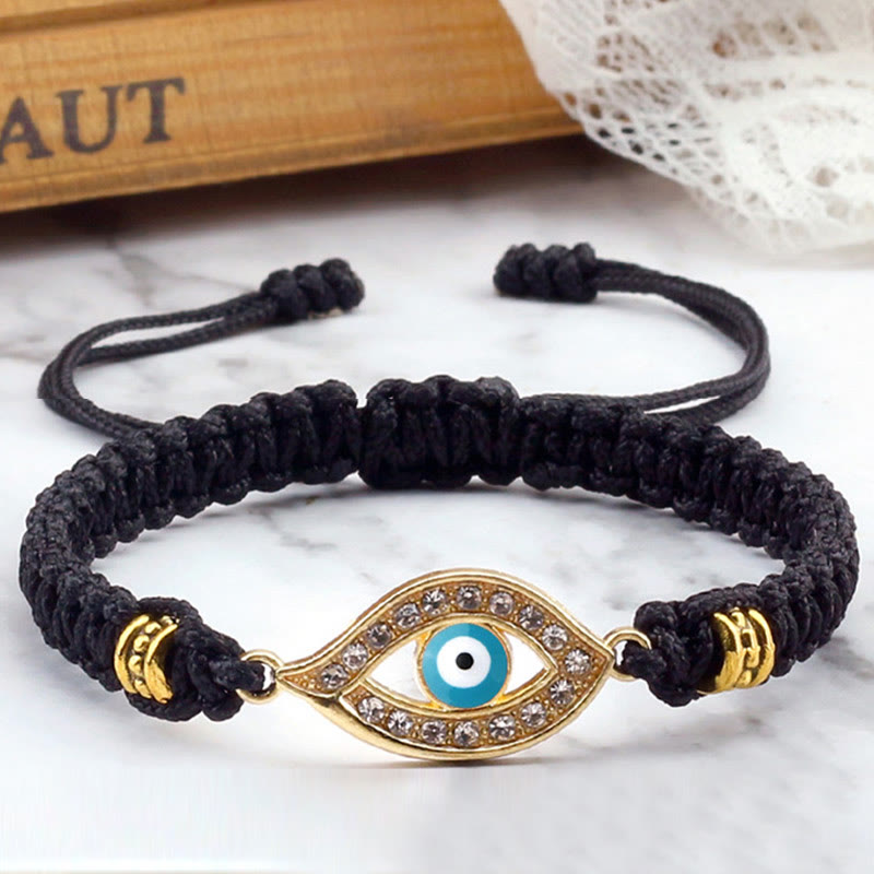 Handmade Evil Eye Red String Braided Bracelet with Gold or Silver Border