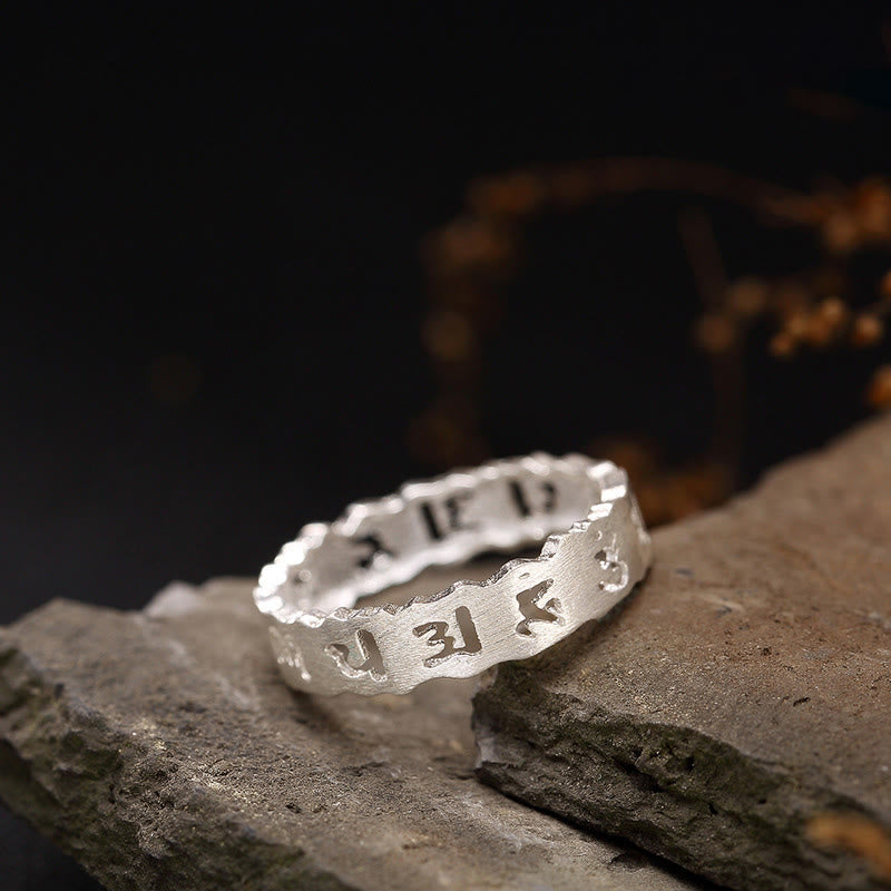 Handmade 925 Sterling Silver Om Mani Padme Hum Hollow Peace Ring