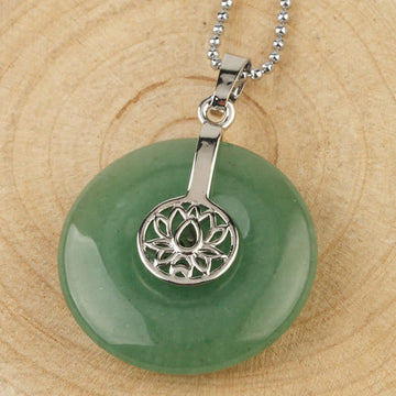 Green Aventurine Handcrafted Lotus Pendant Necklace for Mindfulness