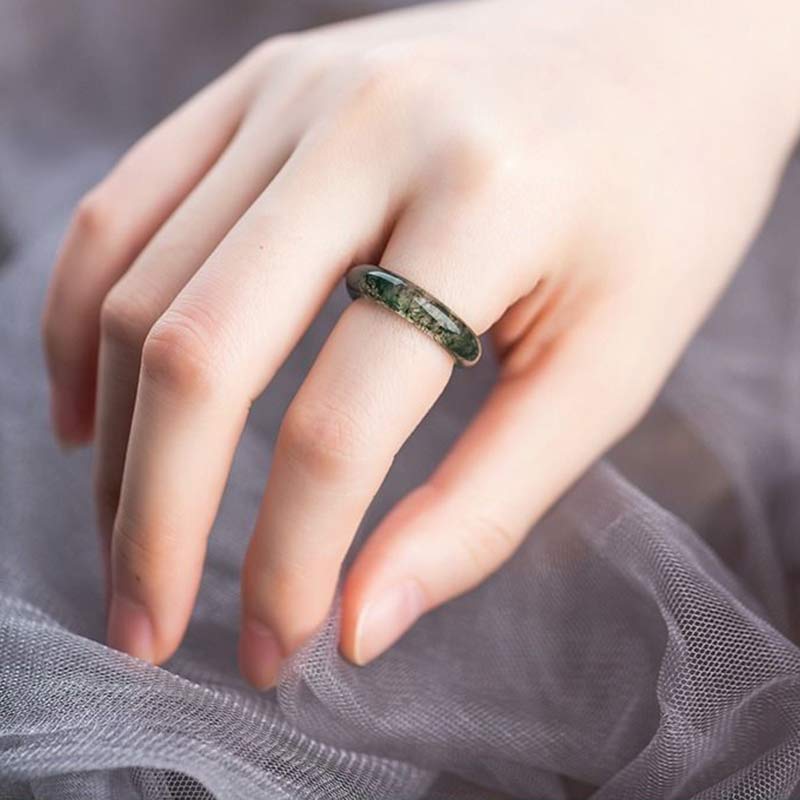 Moss Agate Healing Balance Ring