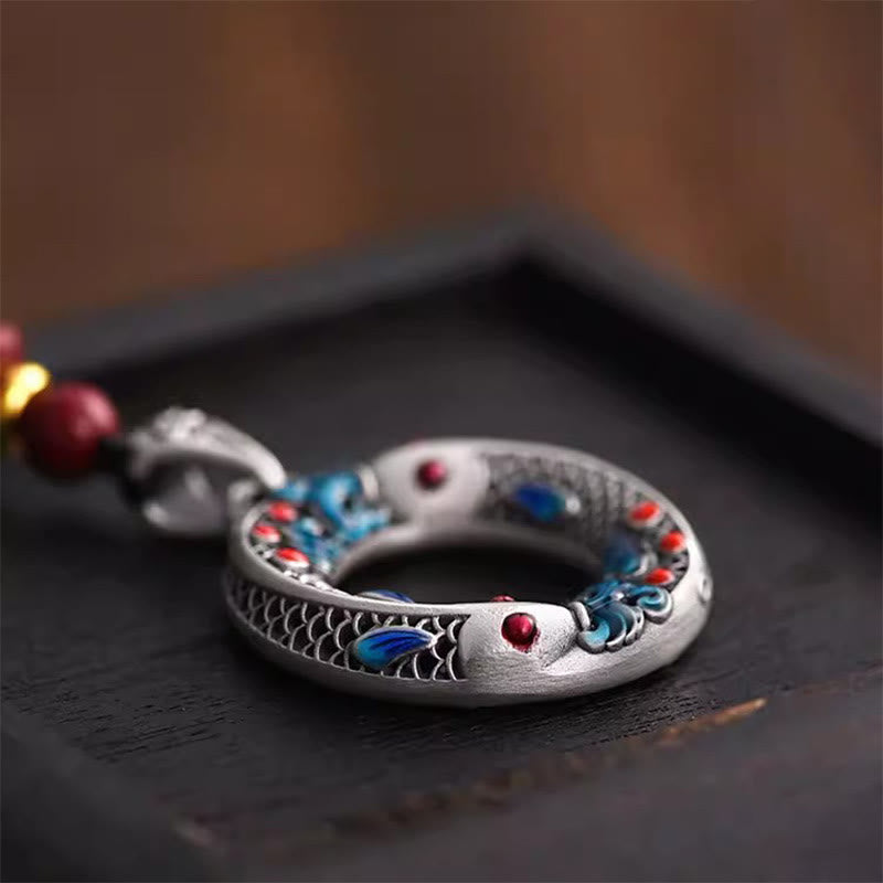 Koi Fish Peace Buckle Copper Wealth Luck Necklace Pendant