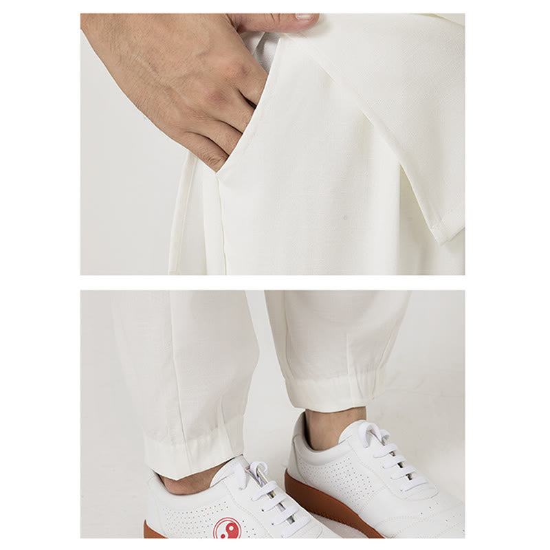 Tactile Cotton Linen Three-Quarter Sleeve Zen Meditation Set