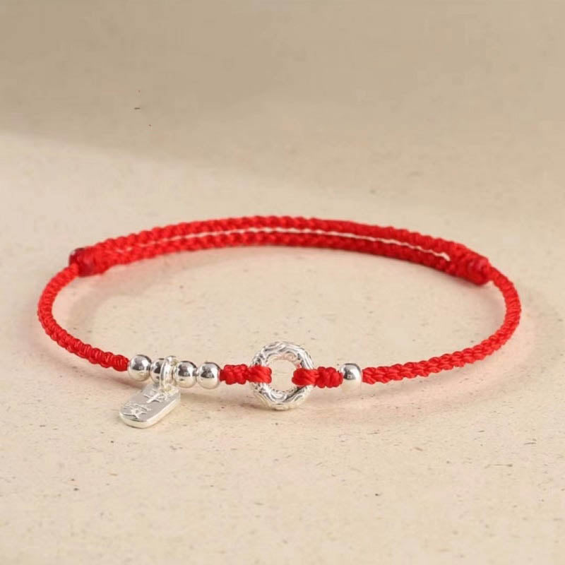 925 Sterling Silver Auspicious Clouds Peace Buckle Safe And Sound Bracelet Anklet