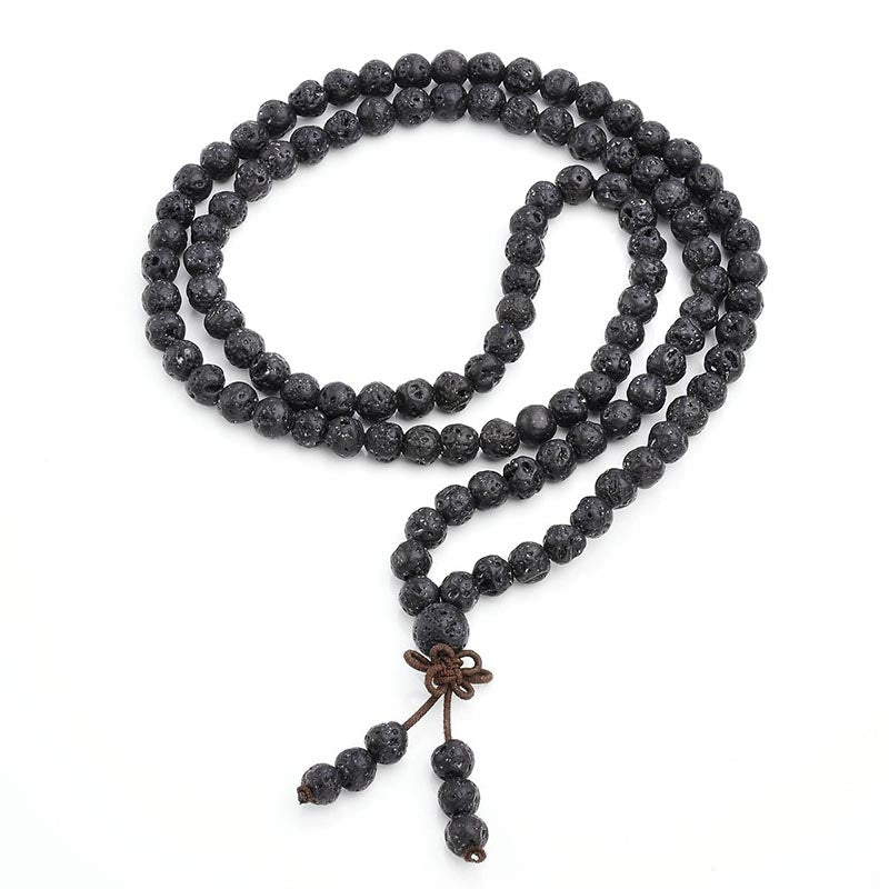Natural Lava Rock 108 Beads Protection Bracelet