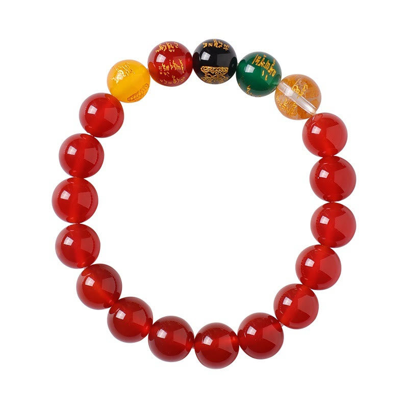 Five Elements Natural Agate and Crystal Bead Balance Bracelet