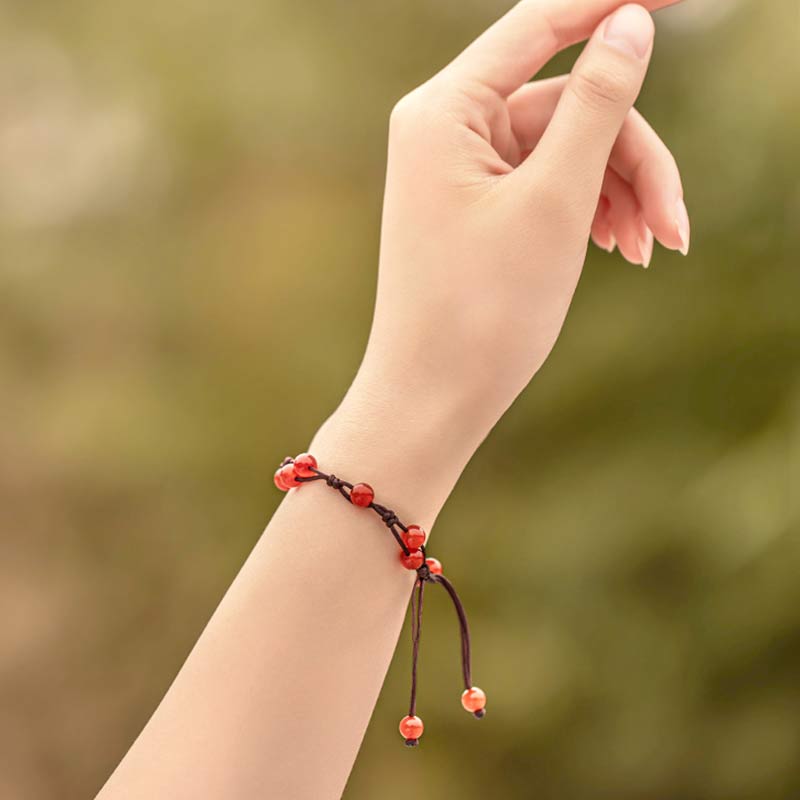 Handmade Natural Gemstone & Sandalwood Beaded String Bracelet