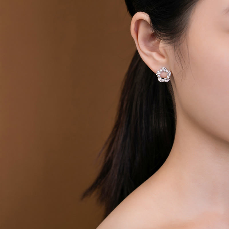 925 Sterling Silver Pearl Leaf Design Healing Wisdom Necklace Pendant Ring Earrings Set