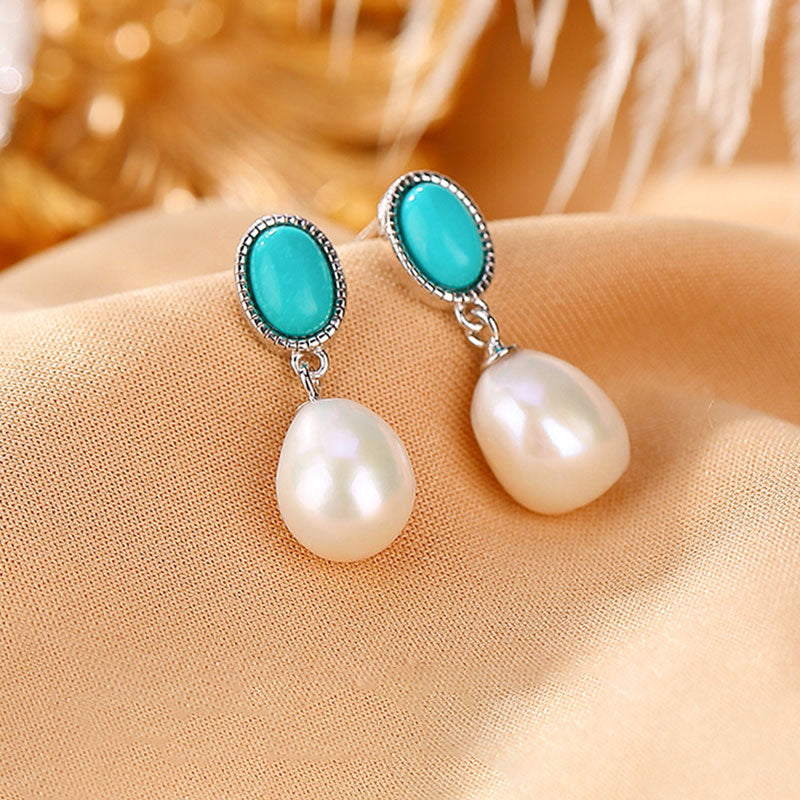 925 Sterling Silver Pearl Turquoise Healing Wisdom Necklace Pendant Ring Earrings