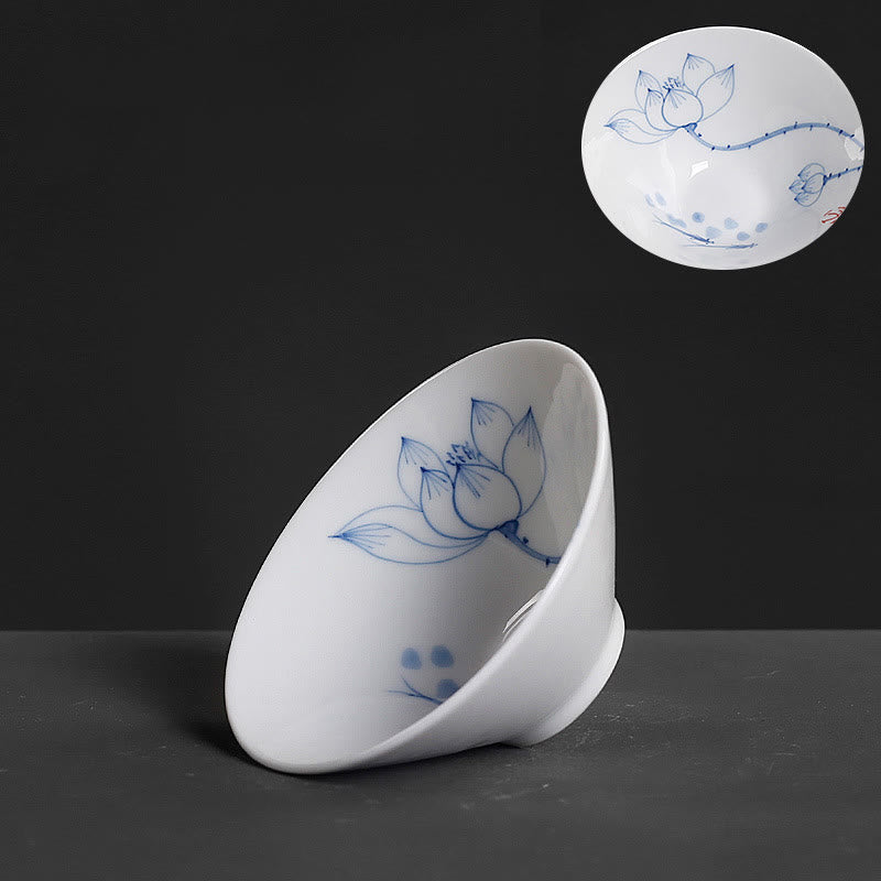 Vintage Plum Orchid Bamboo Chrysanthemum Lotus Koi Fish Ceramic Teacup Kung Fu Tea Cups