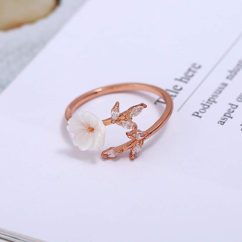 Plum Blossom Leaf Pattern Copper Luck Ring