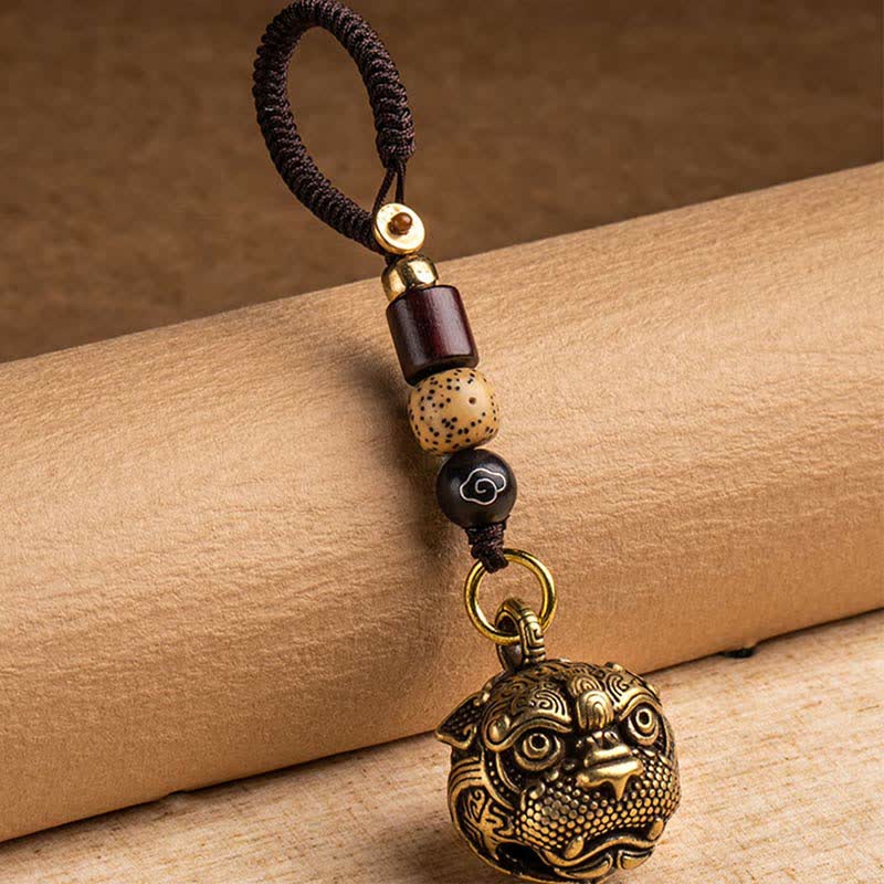 Handmade Brass and Copper Pixiu Energy Conductor Keychain