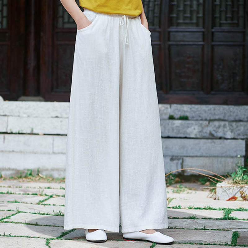 Plain Wide Leg Pants Dance Women's Yoga Pants With Pockets