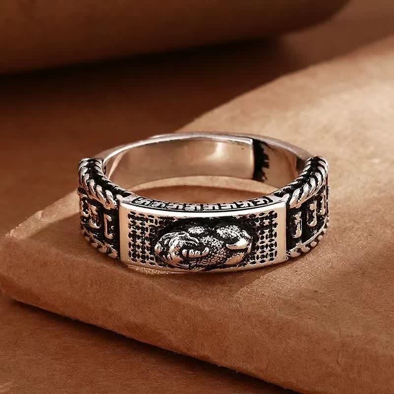 Sterling Silver & Copper Pixiu Prayer Wheel Spinning Couple Ring