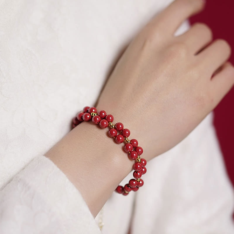 Natural Cinnabar Beaded Grounding Bracelet for Mindfulness
