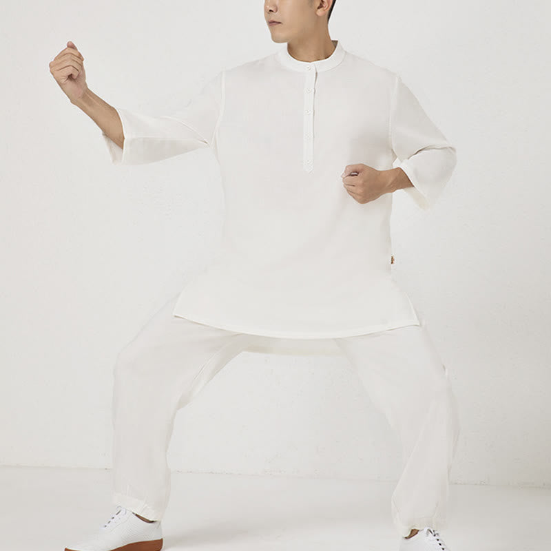 Tactile Cotton Linen Three-Quarter Sleeve Zen Meditation Set