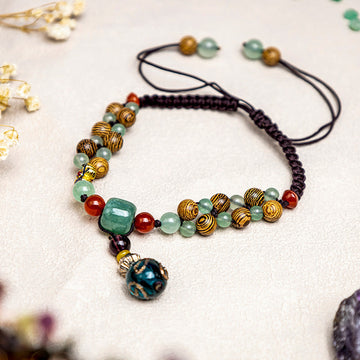 Wenge Wood Green Aventurine Balance Protection Anklet