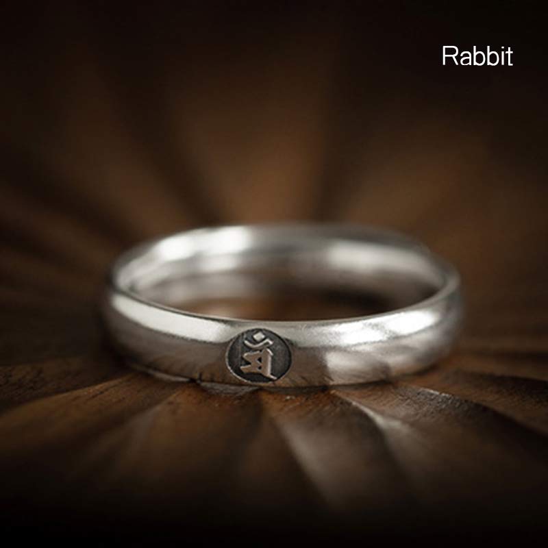 Chinese Zodiac Natal Buddha Couple Silver-plated Ring