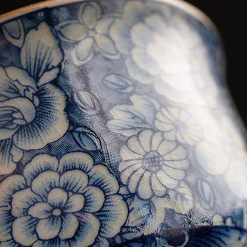 Vintage Lotus Peony Plum Blossom Chrysanthemum Ceramic Teacup Tea Cups