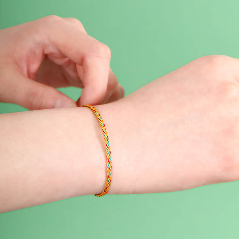 Handmade Multicolored Dragon Scale Pattern Braided String Bracelet