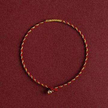 Handmade 14K Gold Plated Red String Vajra Knot Braided Rope Bracelet