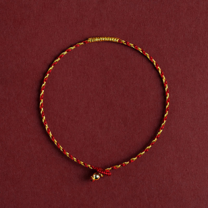 Handmade 14K Gold Plated Red String Vajra Knot Braided Rope Bracelet