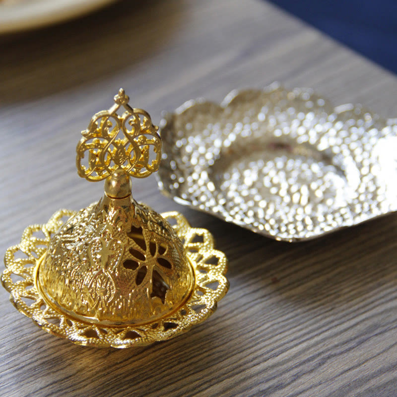 Leaf-Shaped Alloy Metal Mini Incense Burner & Ritual Coaster