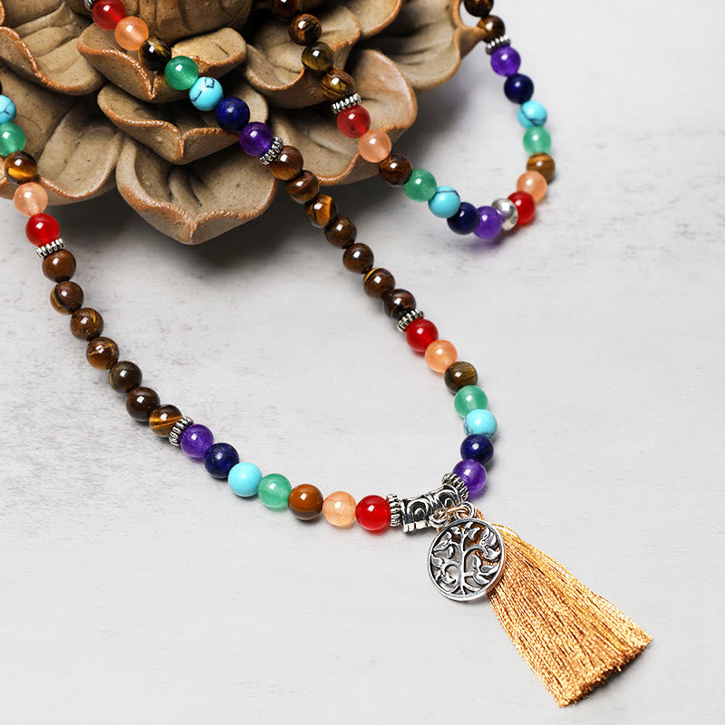Healing Crystal Mala Prayer Beads 108 Meditation Healing Multilayer Bracelet Necklace